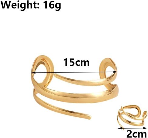 Chunky Gold Snake Bracelet Ring Set for Women,Minimalist Wide Line Wrist Cuff Statement Opening Bracelet,Trendy Party Banquet Jewelry Accessories Gifts in Saudi Arabia