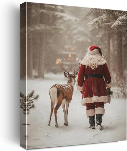 Vintage Santa Christmas Bathroom Wall Art Funny Santa in Bathtub Print Whimsical Christmas Bathroom Pictures Wall Decor Canvas Poster Xmas Toilet Decoration Artwork Gift, Framed 8x10 Inch in Saudi Arabia