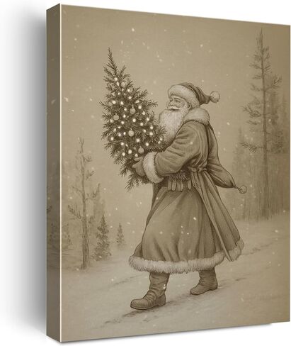 Vintage Santa Christmas Bathroom Wall Art Funny Santa in Bathtub Print Whimsical Christmas Bathroom Pictures Wall Decor Canvas Poster Xmas Toilet Decoration Artwork Gift, Framed 8x10 Inch in Saudi Arabia