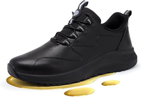 Non Slip Work Shoes for Men Slip on Waterproof Kitchen Chef Restaurant Walking Sneakers Comfortable Food Service Working Footwear Leather Nursing Shoe in Kuwait