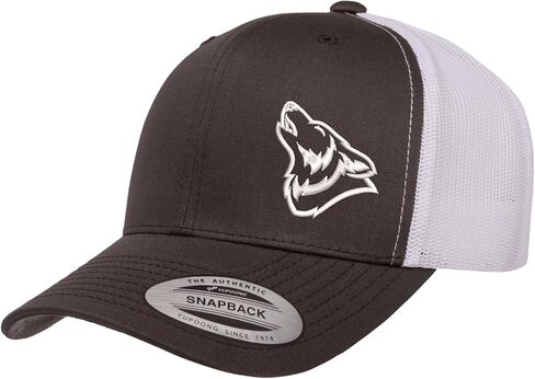 قبعة مطرزة من Wolf Howling Trucker Snapback شبكية من الخلف للرجال والنساء in Kuwait