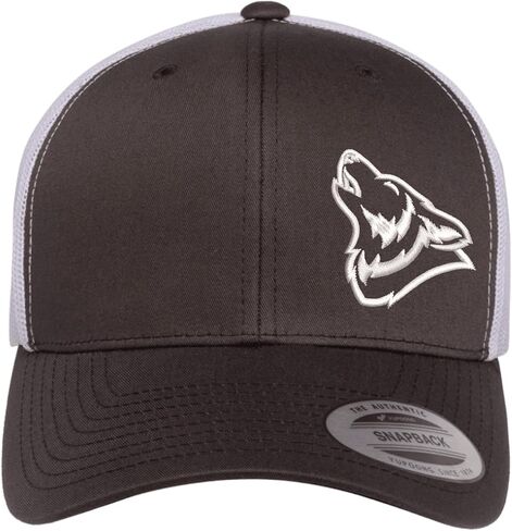 قبعة مطرزة من Wolf Howling Trucker Snapback شبكية من الخلف للرجال والنساء in Kuwait