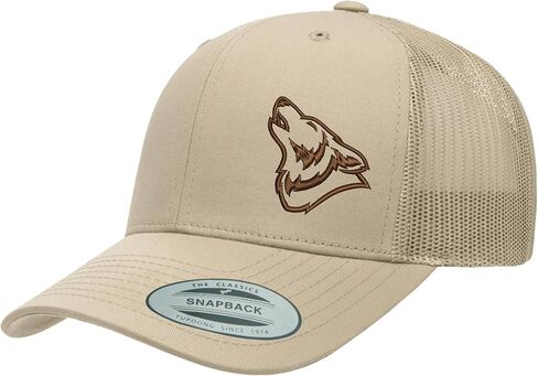 قبعة مطرزة من Wolf Howling Trucker Snapback شبكية من الخلف للرجال والنساء in Kuwait