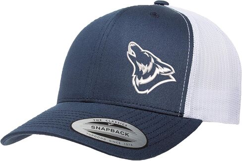 قبعة مطرزة من Wolf Howling Trucker Snapback شبكية من الخلف للرجال والنساء in Kuwait