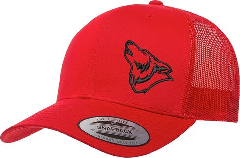 قبعة مطرزة من Wolf Howling Trucker Snapback شبكية من الخلف للرجال والنساء in Kuwait