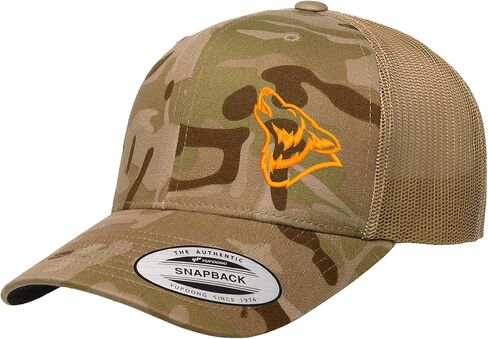 قبعة مطرزة من Wolf Howling Trucker Snapback شبكية من الخلف للرجال والنساء in Kuwait