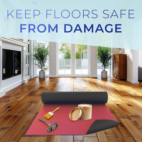 واقي أرضية متين من مطاط النيوبرين | حصيرة بلاستيكية طويلة الأمد للاستخدام المنزلي والمكتبي | سمك 1.5 ملم، عرض 27 بوصة، طول 30 قدمًا | أحمر in Kuwait