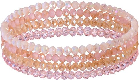 Beaded Bracelets for Women, 4pcs Stackable Healing Crystal Bead Women's Bracelet Summer Jewelry, Inspirational Gifts for Women in Saudi Arabia