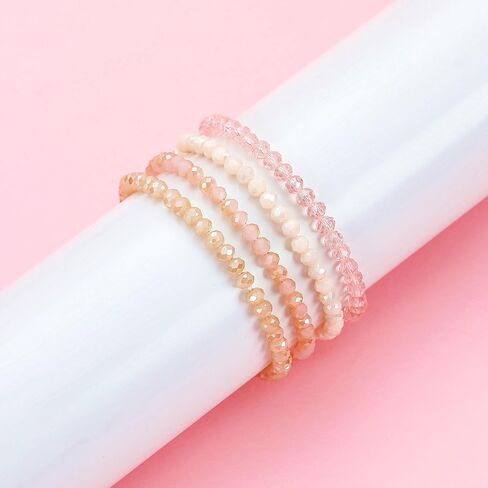 Beaded Bracelets for Women, 4pcs Stackable Healing Crystal Bead Women's Bracelet Summer Jewelry, Inspirational Gifts for Women in Saudi Arabia