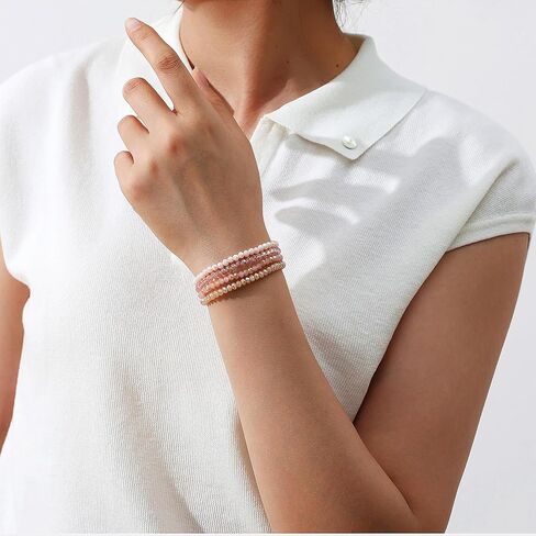 Beaded Bracelets for Women, 4pcs Stackable Healing Crystal Bead Women's Bracelet Summer Jewelry, Inspirational Gifts for Women in Saudi Arabia