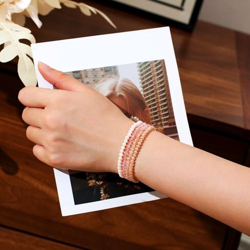 Beaded Bracelets for Women, 4pcs Stackable Healing Crystal Bead Women's Bracelet Summer Jewelry, Inspirational Gifts for Women in Saudi Arabia