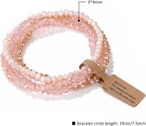 Beaded Bracelets for Women, 4pcs Stackable Healing Crystal Bead Women's Bracelet Summer Jewelry, Inspirational Gifts for Women in Saudi Arabia