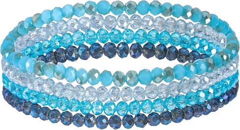 Beaded Bracelets for Women, 4pcs Stackable Healing Crystal Bead Women's Bracelet Summer Jewelry, Inspirational Gifts for Women in Saudi Arabia