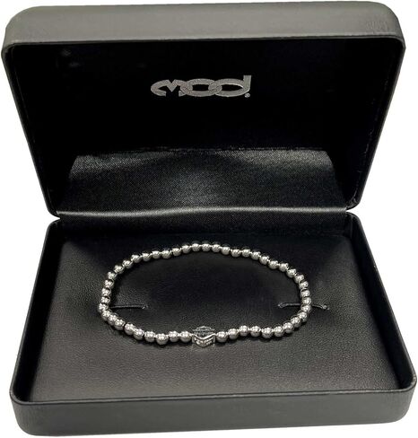 Harley-Davidson Women's Small Beaded Bar & Shield Stretch Bracelet - Silver in Saudi Arabia