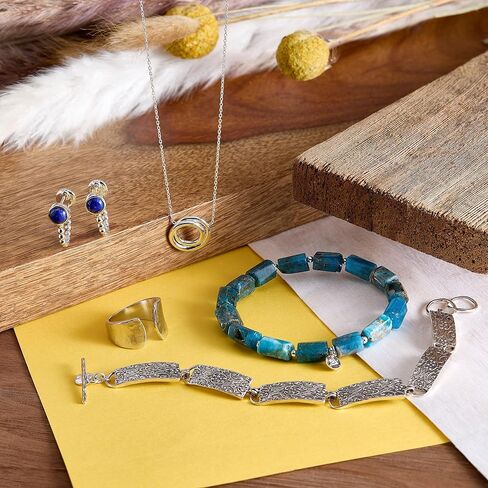 Silpada 'Tales of Teal' Sterling Silver Blue Apatite Stretch Bracelet, 6.5" in Saudi Arabia