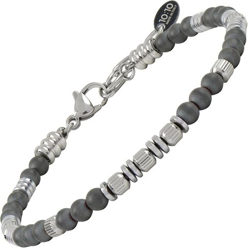10:10 Beaded Bracelet for Men and Women – Natural Gemstone Bracelet and Stainless Steel – Adjustable, Durable and Elegant – Made in Italy in Saudi Arabia
