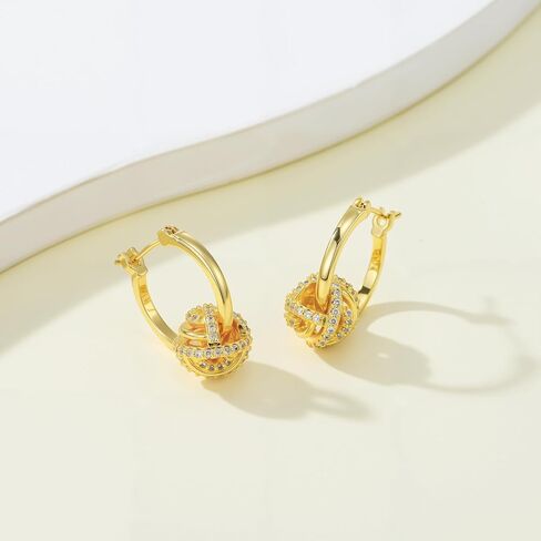 14K Gold Plated Hoop Earrings for Women Gold Plated Earrings for Women Gold Knot Earring for Womens Hoops Hypoallergenic Rotating Love Knot Design Dainty Dangle Drop Earring in Kuwait