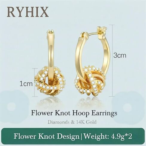14K Gold Plated Hoop Earrings for Women Gold Plated Earrings for Women Gold Knot Earring for Womens Hoops Hypoallergenic Rotating Love Knot Design Dainty Dangle Drop Earring in Kuwait