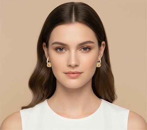 14K Gold Plated Hoop Earrings for Women Gold Plated Earrings for Women Gold Knot Earring for Womens Hoops Hypoallergenic Rotating Love Knot Design Dainty Dangle Drop Earring in Kuwait