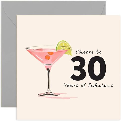 Old English Co. Fabulous 30th Birthday Card for Women - Thirtieth Birthday Card for Her - Special Age Birthday Card for Daughter, Sister, Granddaughter - Fun Cocktail Alcohol Drink | Blank Inside in Saudi Arabia