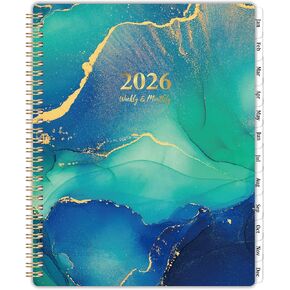 2026 Planner - JAN. 2026 - DEC. 2026, 2026 Planner Weekly and Monthly, 2026 Calendar Planner, Weekly and Monthly Planner with Colorful Tabs, Premium Paper, Twin-wire Binding - Hardcover (6.4" x 8.5", Green, Back Pocket) in Kuwait