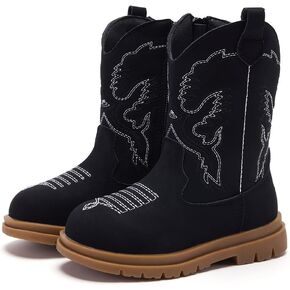 BMCiTYBM Toddler Cowboy Cowgirl Boots Girls Boys Western Round Toe Riding Mid Calf Booties for All Seasons in Saudi Arabia