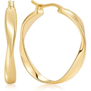 14K Gold Twisted Hoop Earrings for Women Thick Wave Gold Hoops Lightweight Hypoallergenic Elegant Jewelry 25/30MM in Saudi Arabia