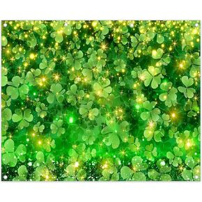 7x5ft Fabric Happy St. Patrick's Day Photography Backdrop Lucky Irish Green Shamrock Background Golden Coins Festival Party Decorations Photo Banner Gifts in Kuwait