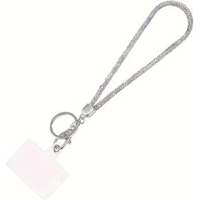 Fashion Sparkle Glass Crystal Wristlet Lanyard,Exclusive Bling Keychain Holder,Rhinestone Cellphone Holder,Bonus Cellphone Safety Tab(1PC,Pink) in Kuwait