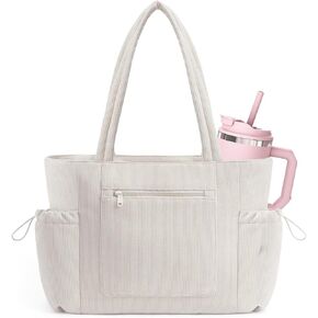 Corduroy Tote Bag for Women Large Capacity Tote Bags with Stanley Cup Holder Shoulder Handbag with Inner Pockets in Kuwait
