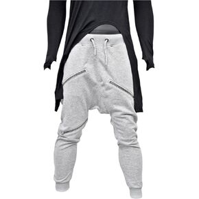 Men's Front 3way Zipper Jogger,Low Crotch Harem Jogger,Relaxed Sweatpants, Slim Fit Tappered, Steampunk in Saudi Arabia