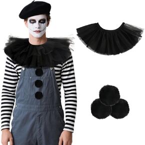 4Pcs Clown Costume Accessories Women Clown Ruffle Collar and Plush Buttons Mesh Neck Renaissance Collar for Halloween Party in Saudi Arabia