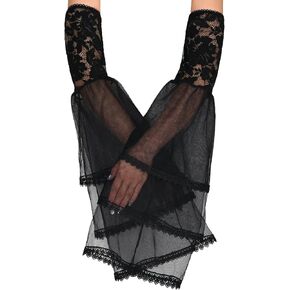 Women's Lace Arm Sleeves Gothic Lace Gloves Detachable Sleeves for Wedding Dresses Halloween Vampire Accessories in Saudi Arabia