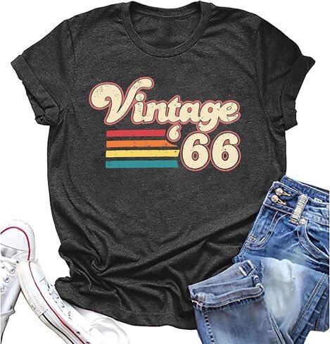 Women 60th Birthday Shirt Vintage 1966 Tshirt Sixty Bday Gift Casual Birthday Apparel Flower Graphic Short Sleeves Tee in Saudi Arabia