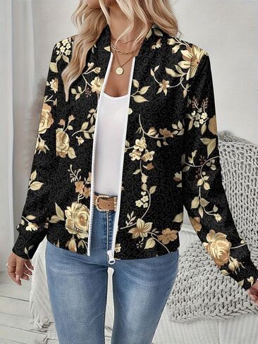 Women's Zip Jacket Christmas Coat Round Neck Front Pocket Sweater Lightweight Casual Street Style Autumn Winter Sweatshirt in Saudi Arabia