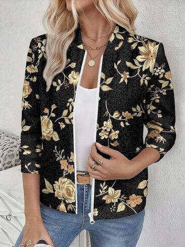 Women's Zip Jacket Christmas Coat Round Neck Front Pocket Sweater Lightweight Casual Street Style Autumn Winter Sweatshirt in Saudi Arabia