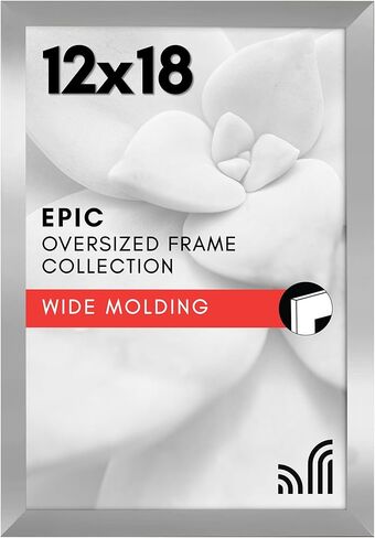 Americanflat 8x10 Metal Picture Frame With Beaded-Style Detailing - Beaded Metal Picture Frame With Shatter-Resistant Glass - Elegant Gallery Style Frames for Tabletop or Wall Display - Silver in Saudi Arabia