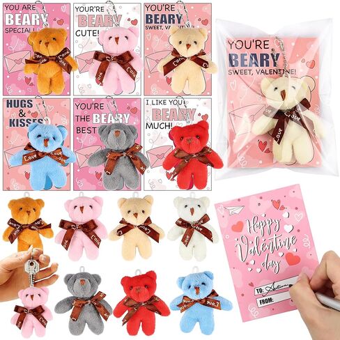 28 Pack Valentines Day Gifts for Kids Classroom Squeeze Animals Popping Eye Keychain Fidget Toys with Valentines Cards for Kids School Boys Girls Class Exchange Cards Party Favors Gift in Saudi Arabia