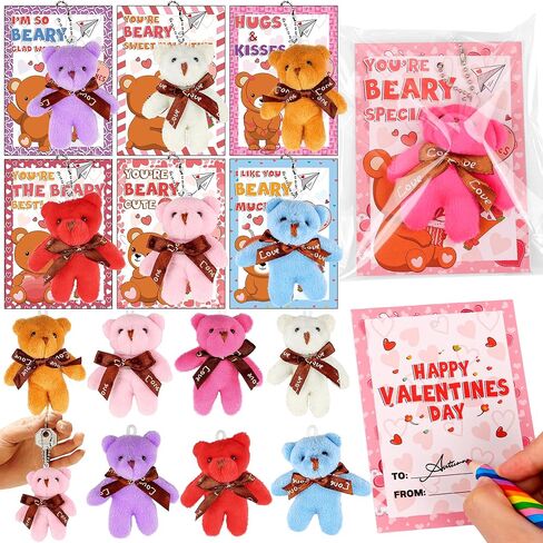 28 Pack Valentines Day Gifts for Kids Classroom Squeeze Animals Popping Eye Keychain Fidget Toys with Valentines Cards for Kids School Boys Girls Class Exchange Cards Party Favors Gift in Saudi Arabia