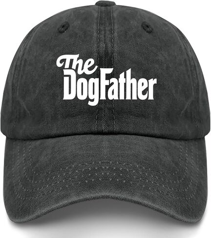 قبعة Dogfather المضحكة لعيد الأب والأب للسيدات، قبعة بيسبول كلاسيكية مغسولة وممزقة in Kuwait