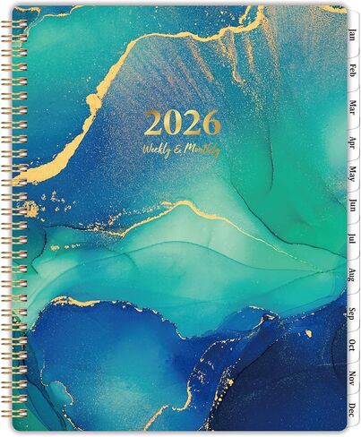 2026 Planner - JAN. 2026 - DEC. 2026, 2026 Planner Weekly and Monthly, 2026 Calendar Planner, Weekly and Monthly Planner with Colorful Tabs, Premium Paper, Twin-wire Binding - Hardcover (6.4" x 8.5", Green, Back Pocket) in Kuwait