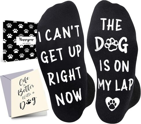 HAPPYPOP Funny Dog Lover Gifts - Men Women Socks for Dog Mom Dad, Birthday Gifts with Cards in Saudi Arabia