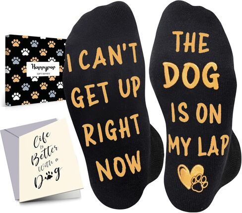 HAPPYPOP Funny Dog Lover Gifts - Men Women Socks for Dog Mom Dad, Birthday Gifts with Cards in Saudi Arabia