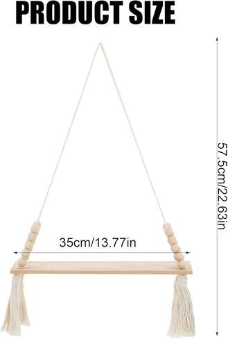 2 جهاز كمبيوتر شخصى رفوف خشبية معلقة على الحائط، رف نبات معلق من Macrame مع شرابة، أرفف تخزين بوهو العائمة مصنوعة يدويًا من شماعات ريفية حامل حامل وعاء لغرفة النوم وغرفة المعيشة وغرفة المعيشة in Kuwait