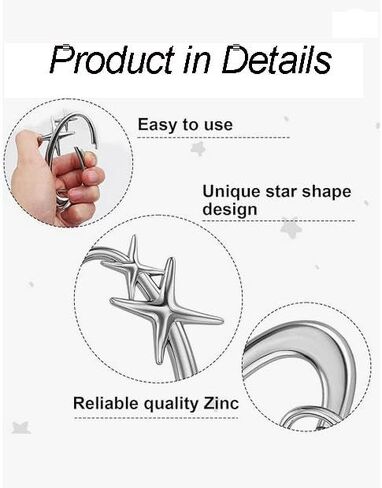 Silver Star Carabiner Keychain Key Ring, 2Pcs Fashion Shiny Chrome Alloy Cool Carabiner for Car Key Chain Purse Backpack Handbag Bag Charms Accessory for Men Women (Small & Extra-Large) in Saudi Arabia