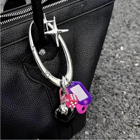 Silver Star Carabiner Keychain Key Ring, 2Pcs Fashion Shiny Chrome Alloy Cool Carabiner for Car Key Chain Purse Backpack Handbag Bag Charms Accessory for Men Women (Small & Extra-Large) in Saudi Arabia