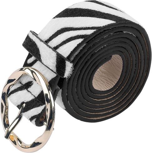 Women's Animals Waist Belts, Leopard Zebra Cow Snake Faux Leather Round Gold Buckle for Jeans Pants Dresses in Saudi Arabia