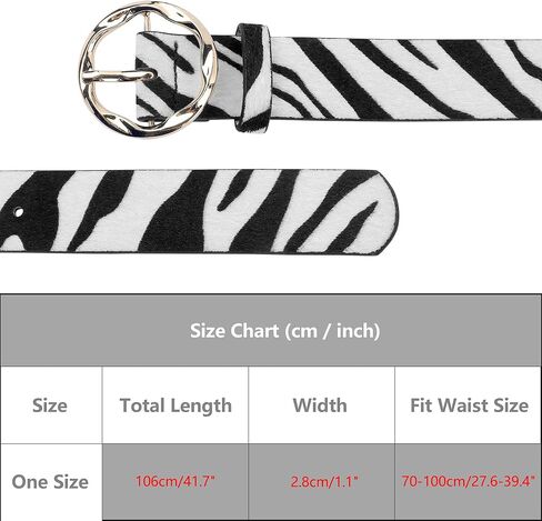 Women's Animals Waist Belts, Leopard Zebra Cow Snake Faux Leather Round Gold Buckle for Jeans Pants Dresses in Saudi Arabia