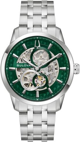 Bulova Sutton Automatic Green Dial Stainless Steel Bracelet Watch 40mm - 96A329 in Saudi Arabia