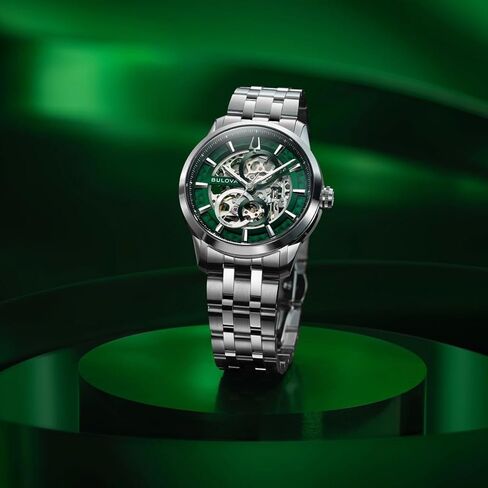 Bulova Sutton Automatic Green Dial Stainless Steel Bracelet Watch 40mm - 96A329 in Saudi Arabia